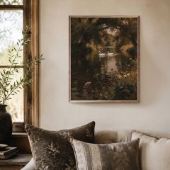 Swans Beneath The Willow Canopy Framed Wall Art