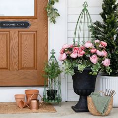 Tabletop Green Trellis Plant Stand Set of 2
