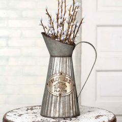 Tall Farmhouse Flower Pitcher With Handle