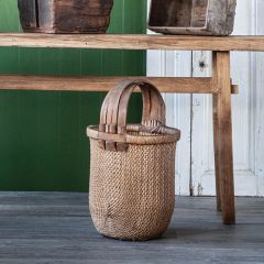Tall Woven Wicker Basket With Handle