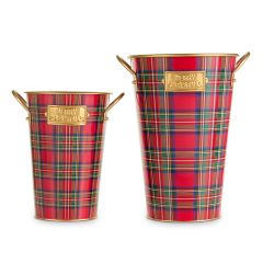 Tartan Plaid Christmas Bucket Set of 2
