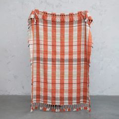 Tassel Trim Plaid Throw Blanket