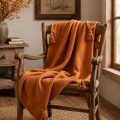 Tasseled Mustard Cotton Throw Blanket