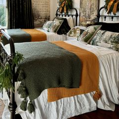 Tasseled Mustard Cotton Throw Blanket