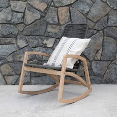 Teak Wood and Rope Rocking Chair