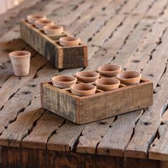 Terra Cotta Planters In Rustic Wood Box