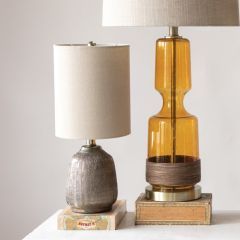 Terracotta Table Lamp With Drum Shade Set of 2