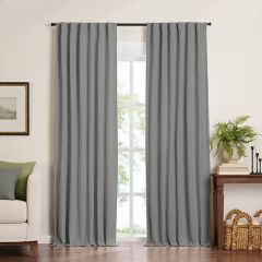 Textured Charcoal Room Darkening Curtain Panel 108 Inch Set of 2
