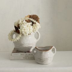 Textured Vase Pot With Handles