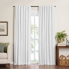 Textured White Room Darkening Curtain Panel 108 Inch Set of 2