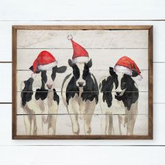 Three Christmas Cows Framed Wall Art