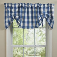 Tie Up Blue Check Window Valance