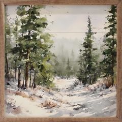 Timber Snowy Path Framed Wall Art