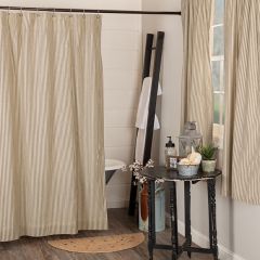 Rustic Farmhouse Ticking Stripe Shower Curtain