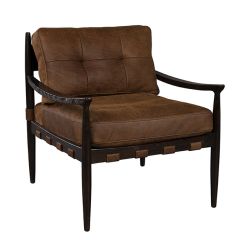 Top Grain Leather Cushioned Arm Chair
