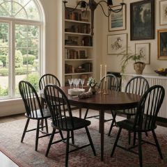 Classic Spindle Back Farmhouse Dining Chair Set of 2 Black