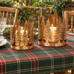 Tree Cut Out Pillar Candle Holder Set of 2
