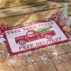 Tree Farm Truck Coir Holiday Doormat