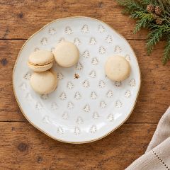 Tree Motif Debossed Stoneware Plate