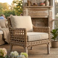 Trellis Rattan Cushioned Armchair
