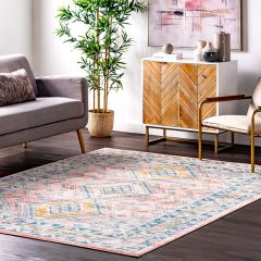 Tribal Diamond Light Pink Area Rug