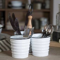 Triple Cup Enameled Utensil Caddy