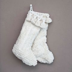 Tufted And Tasseled Christmas Stocking Set of 2