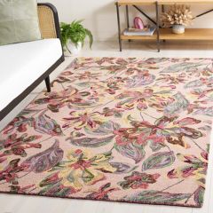 Tufted Floral Pink/Gold Area Rug