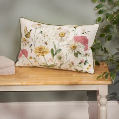 Tufted Garden of Daisies Lumbar Pillow