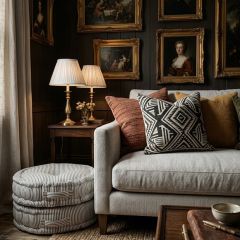 Tufted Round Floor Cushion Stripe