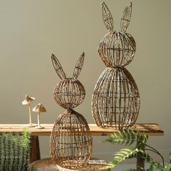 Twig Wrapped Bunny Silhouette Set of 2