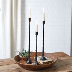 Twisted Cast Iron Taper Holder Set of 3