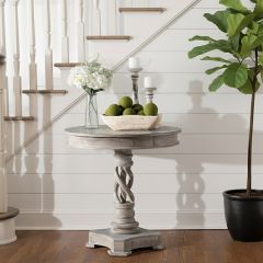 Twisted Trestle Base Round Accent Table
