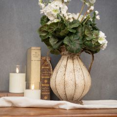 Two Handled Distressed Metal Vase