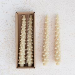 Unscented Tree Shaped Eggnog Taper Candle Set of 2