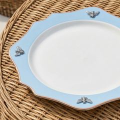 Vagabond House Blue Trim Bee Bone China Charger Plate