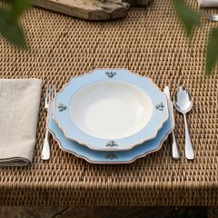 Vagabond House Blue Trim Bee Bone China Soup Plate