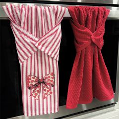 Valentine Heart Bow Kitchen Towel Set of 2