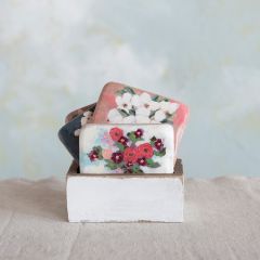 Vase of Flowers Coasters in Wooden Box Set of 4