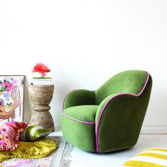 Velvet Swivel Arm Chair