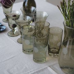 Verdant Bloom Tinted Green Drinking Glass Set of 4