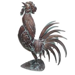 Verdigris Crowing Rooster Figure