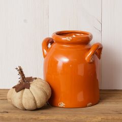Vibrant Crackle Pottery Crock