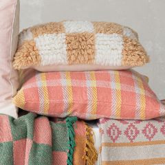 Vibrant Plaid Pattern Throw Pillow