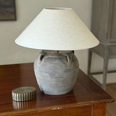 Vintage Clay Pot Table Lamp With Handles