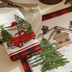 Vintage Holiday Tree Farm Napkin Set of 4