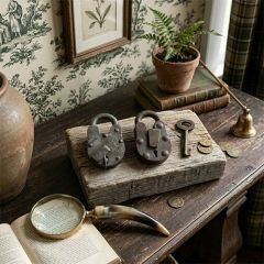 Vintage Iron Lock With Skeleton Key