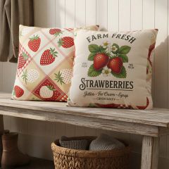 Vintage Print Farm Fresh Strawberries Pillow Cover