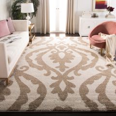 Warm Neutrals Patterned Shag Area Rug