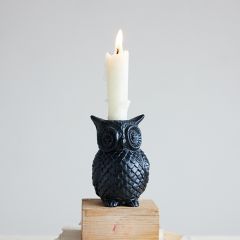 Watchful Owl Taper Candle Holder